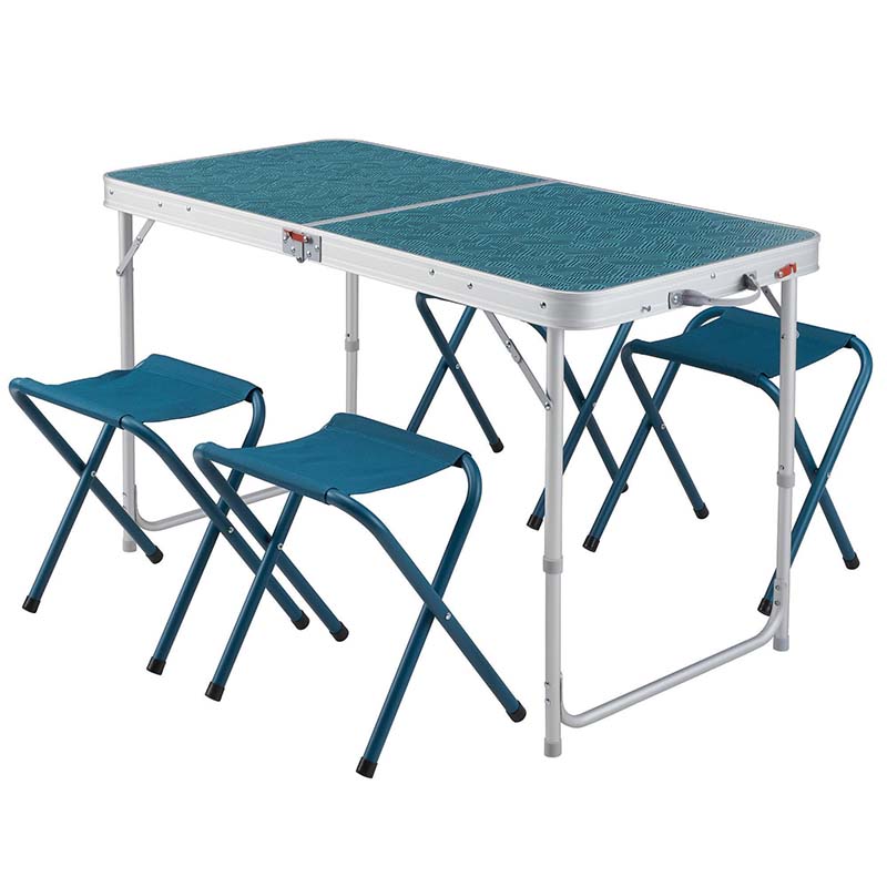 Ensemble table et chaises de camping pliantes en acier inoxydable