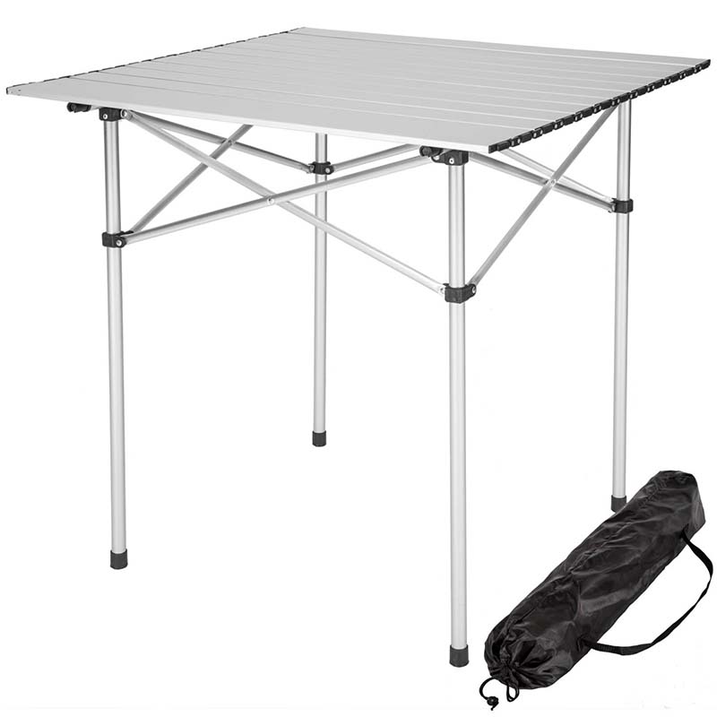 Table de camping pliante en aluminium enroulable