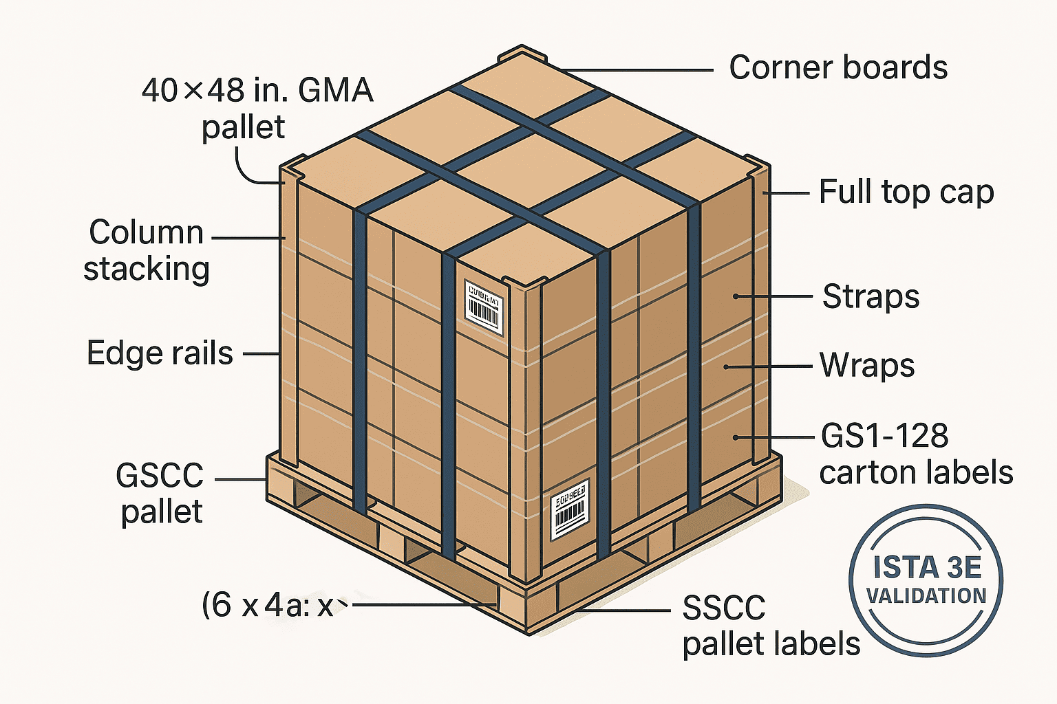Palletization for U.S. DCs with Edge Rails and Corner Boards palletization for U.S. DCs edge rails corner boards