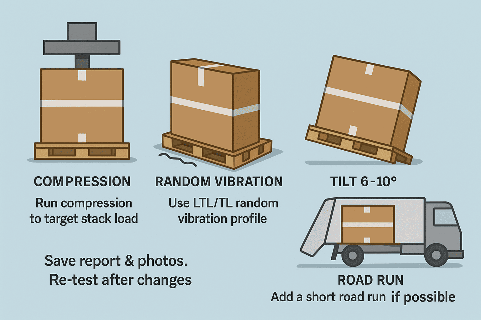 ISTA 3E Compression and Vibration Test ISTA 3E unitized load test for palletization